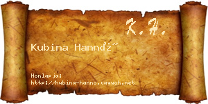 Kubina Hannó névjegykártya